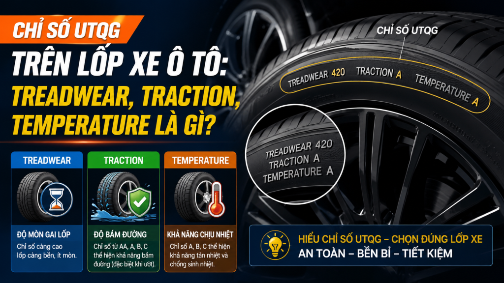 Chỉ số UTQG trên lốp xe ô tô: Treadwear, Traction, Temperature là gì?