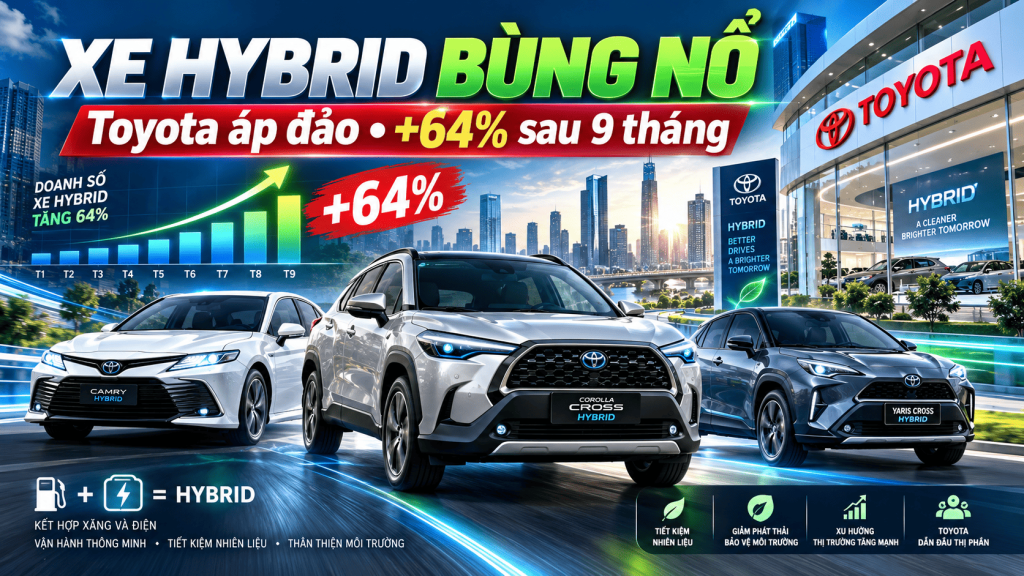 Doanh Số Xe Hybrid Tháng 9/2026 Bùng Nổ: Tăng 64% Sau 9 Tháng, Toyota Áp Đảo