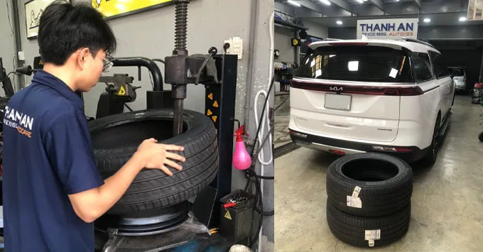 Thay vỏ lốp Michelin 235/55R19 cho Kia Canival chính hãng uy tín tại Thanh An Autocare quận 7