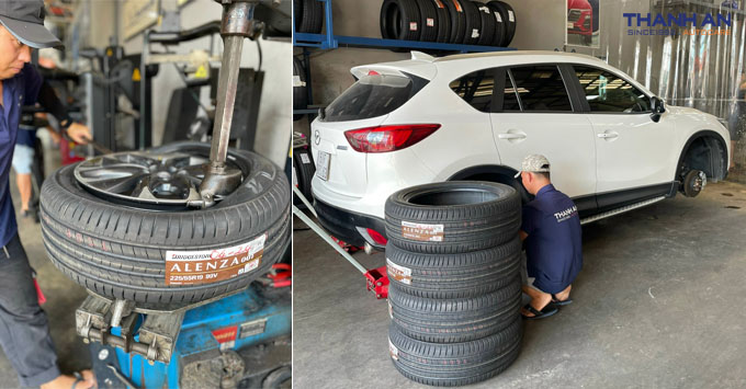 Thay lốp Bridgestone 225/55R19 Alenza chính hãng cho Mazda CX-5 tại Thanh An Autocare quận 7