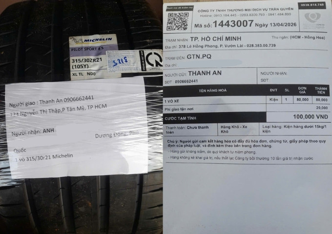 Chốt đơn 10 triệu đồng qua tin nhắn: Uy tín của Thanh An khi giao lốp xe tận nơi tại Phú Quốc