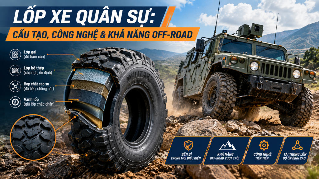 Lốp xe quân sự: Cấu tạo, công nghệ & khả năng off-road