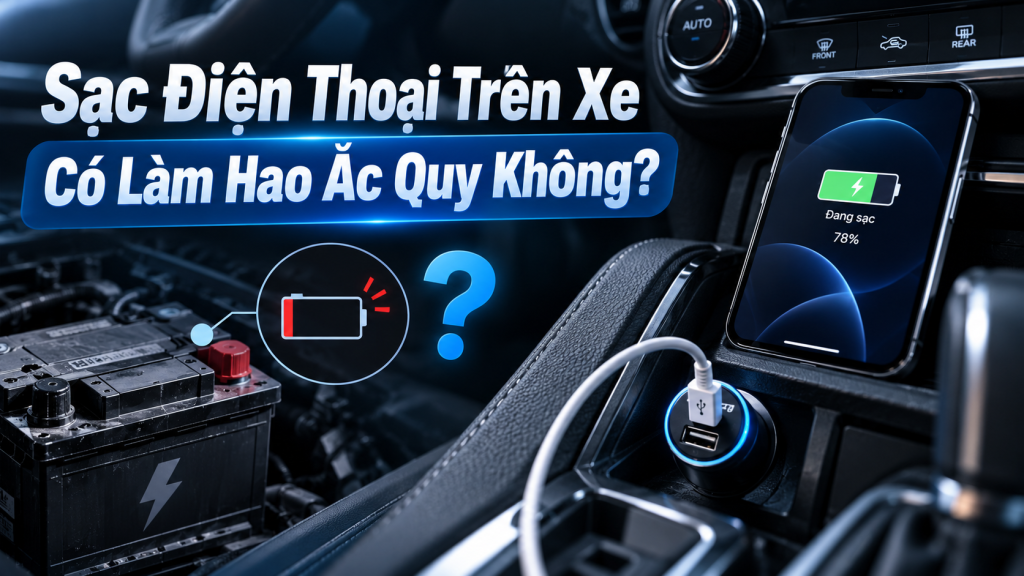 sac-dien-thoai-tren-xe-co-lam-hao-ac-quy-khong