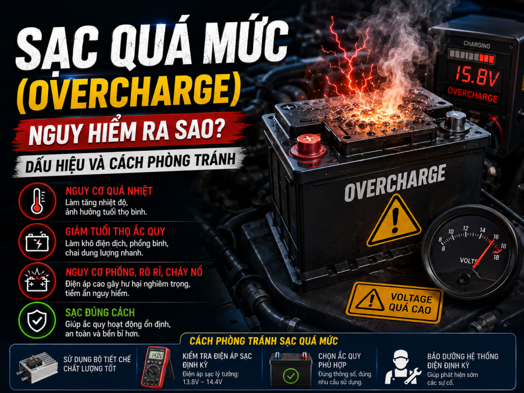 Sạc Quá Mức (Overcharge) Nguy Hiểm Ra Sao Đối Với Ắc Quy Ô Tô?