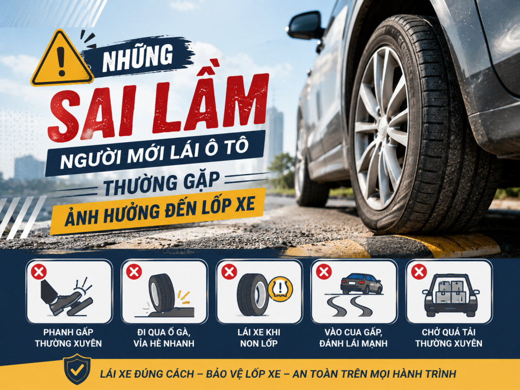 Những sai lầm người mới lái ô tô thường gặp ảnh hưởng đến lốp xe