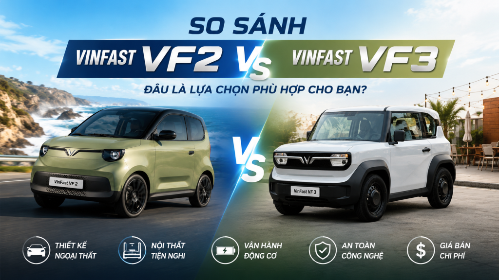So Sánh VinFast VF2 Và VF3 Chi Tiết: Giá Bán, Thông Số, Khả Năng Vận Hành & Nên Chọn Xe Nào?