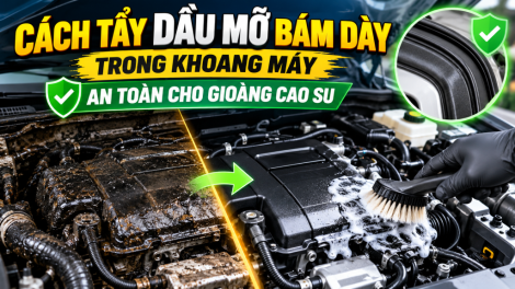 Cách Tẩy Dầu Mỡ Bám Dày Trong Khoang Máy An Toàn Cho Gioăng Cao Su