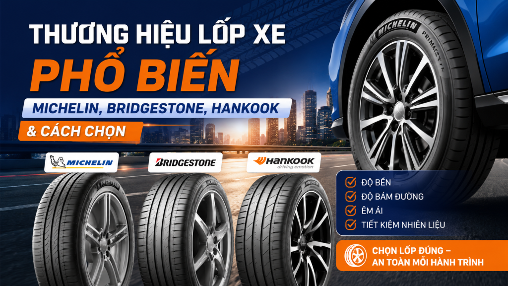Thương hiệu lốp xe phổ biến: Michelin, Bridgestone, Hankook & cách chọn