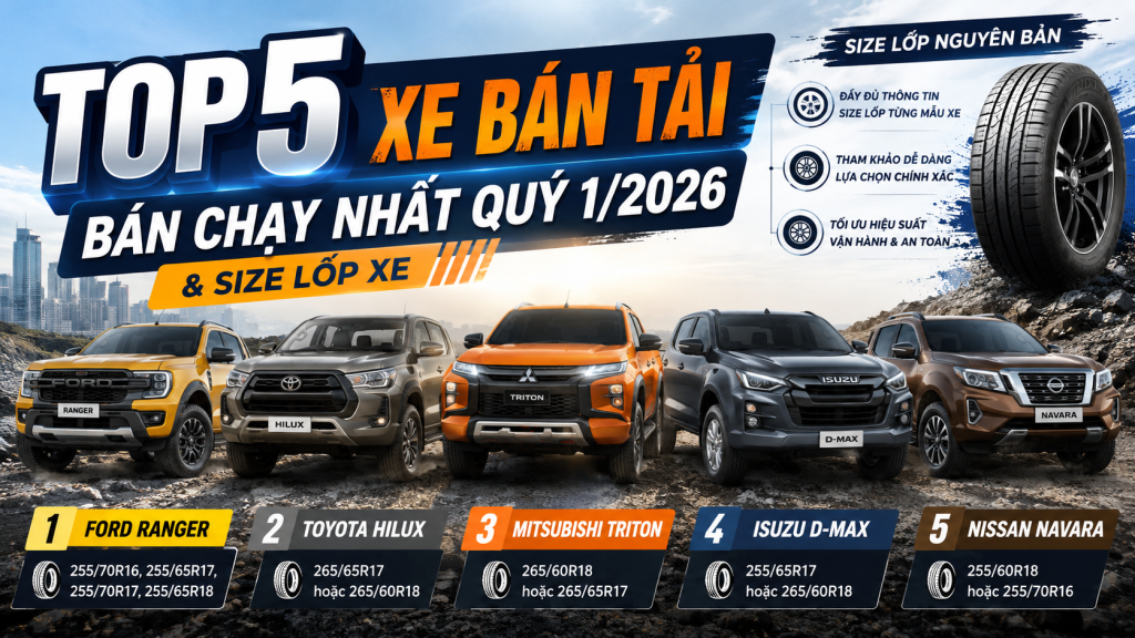 Top 5 Xe Bán Tải Bán Chạy Nhất Quý 1/2026 Tại Việt Nam