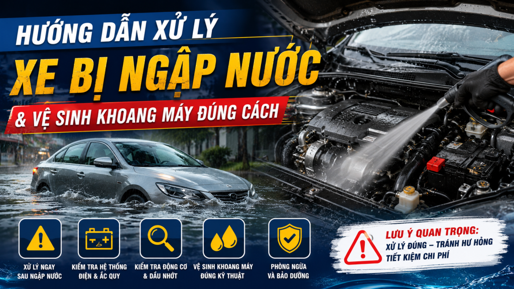 Hướng Dẫn Xử Lý Xe Bị Ngập Nước & Vệ Sinh Khoang Máy Đúng Cách