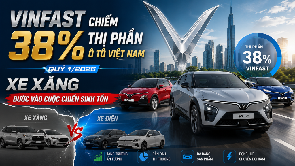 VinFast Chiếm 38% Thị Phần Ô Tô Việt Nam Quý 1/2026, Xe Xăng Bước Vào Cuộc Chiến Sinh Tồn