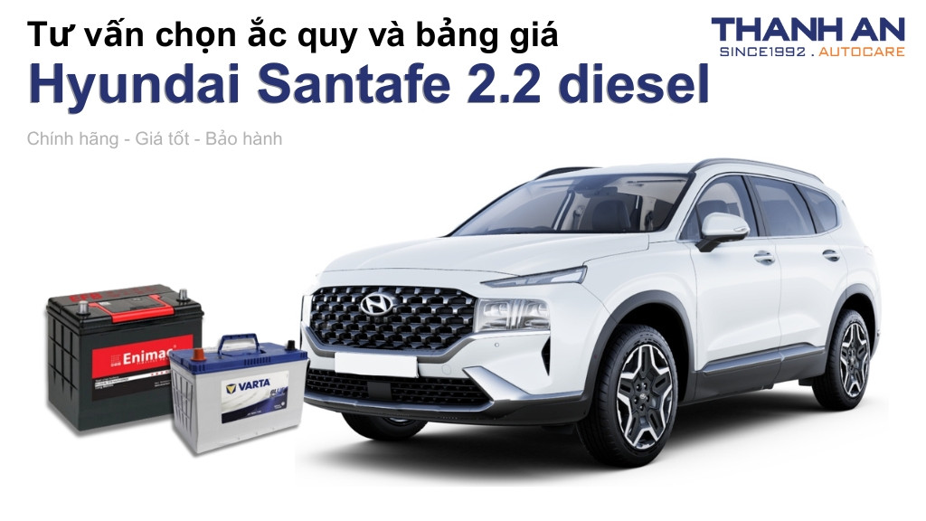 Bình ắc quy xe Hyundai Santafe 2.2 diesel loại nào tốt? Bảng giá mới nhất